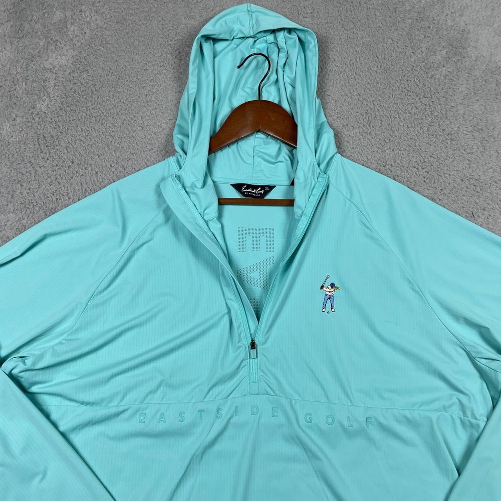 Eastside Golf Quarter Zip Hoodie Mens XL Aqua Sky Blue Performance Pullover